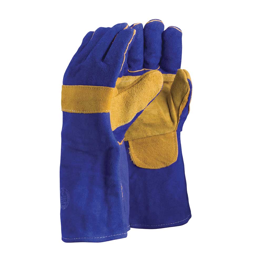 Guante Soldador Descarne Azul Refuerzo Palma, Hilo Kevlar 40 Cm Steelpro